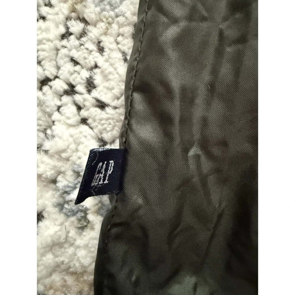 Vintage Gap Anorak Windbreaker Jacket Youth  XXL Olive Black Lined 1/4  Hooded